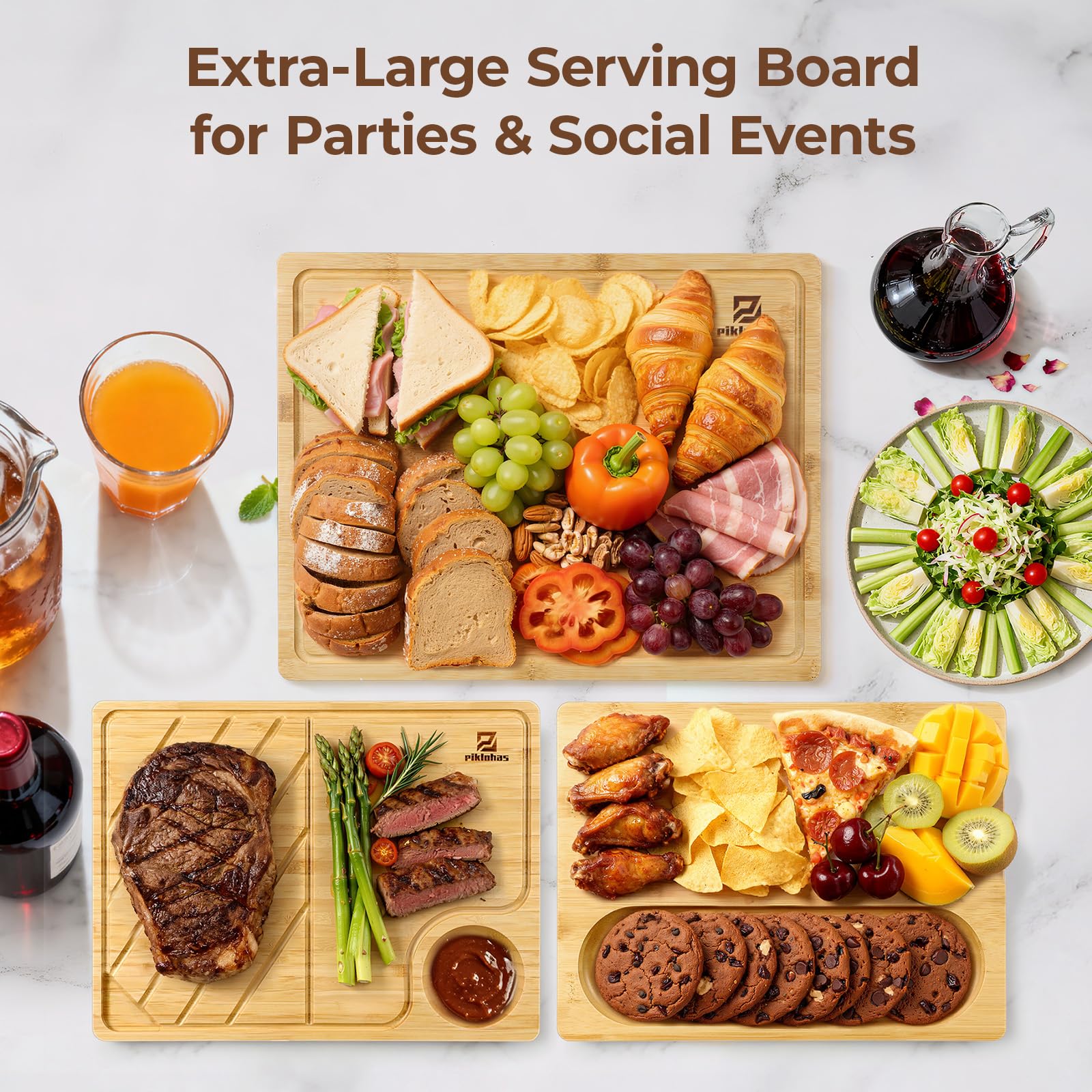 Piklohas large board for cheese and fruit doubles as elegant serving tray