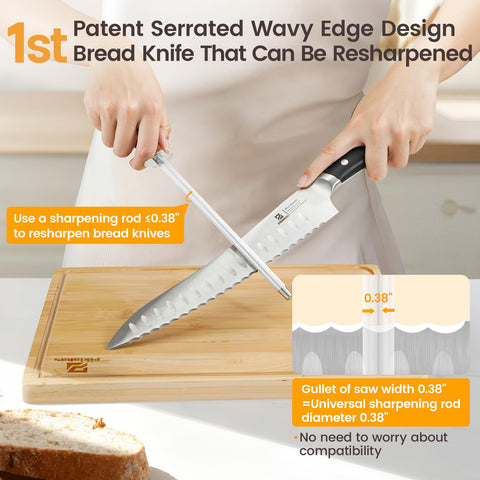 Piklohas serrated knife with resharpenable edge for long-lasting sharpness.
