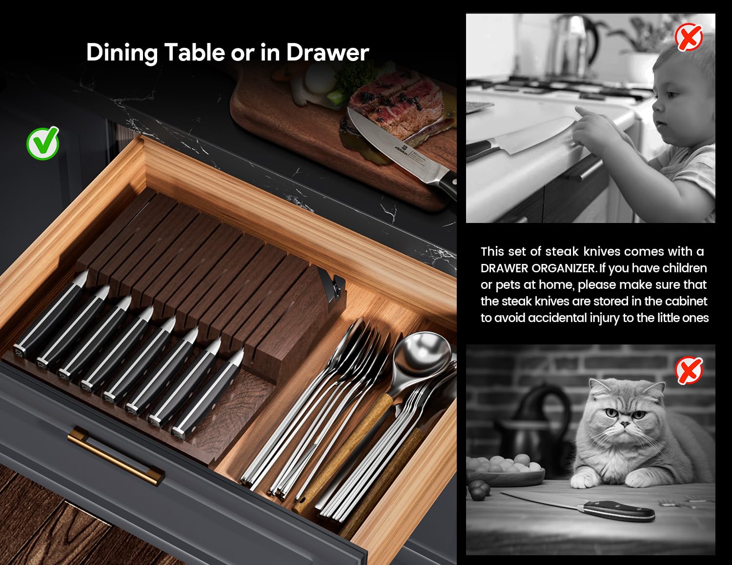 Piklohas 8-piece drying slots display for air drying knives