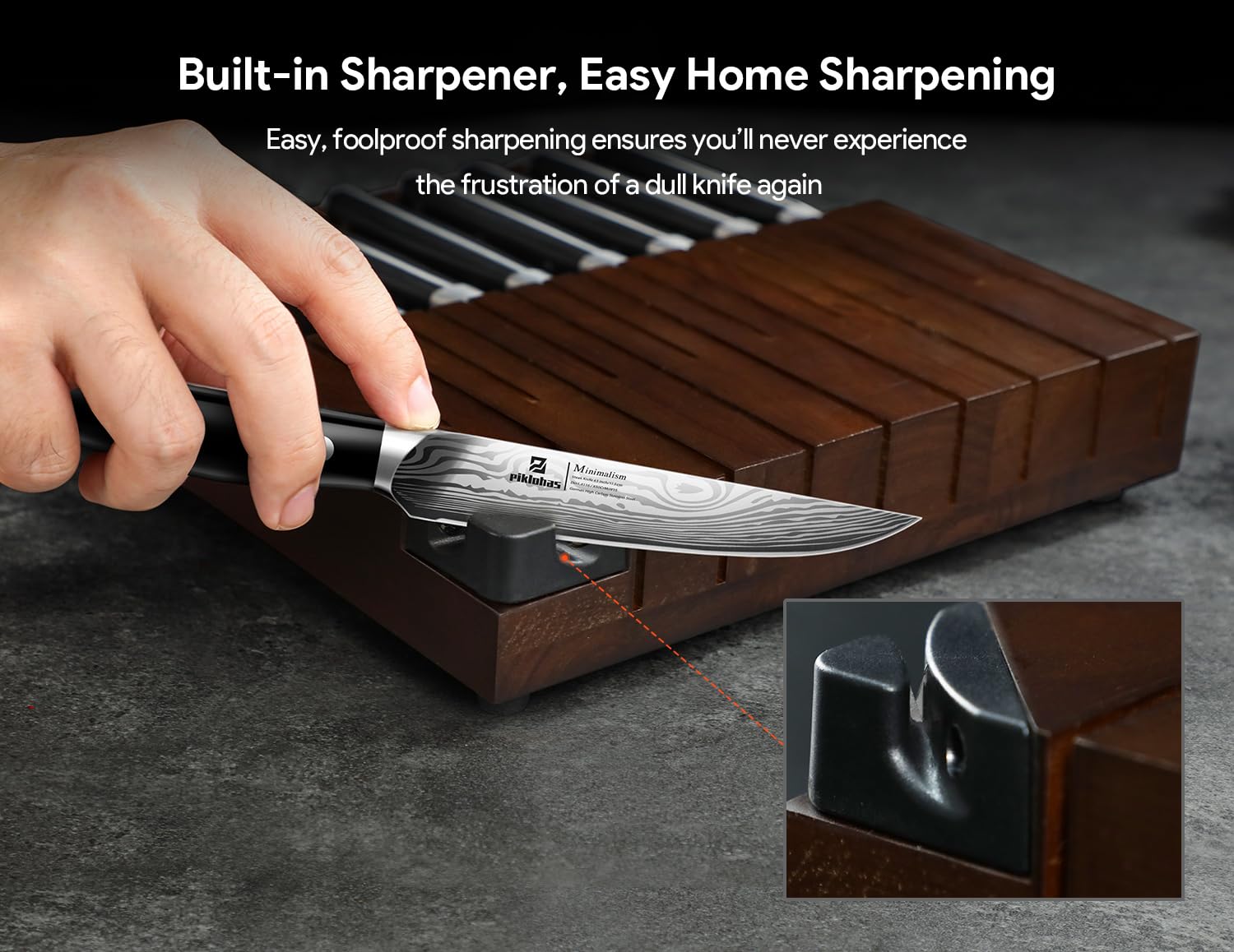 Piklohas straight-edge blades deliver clean cuts through steaks