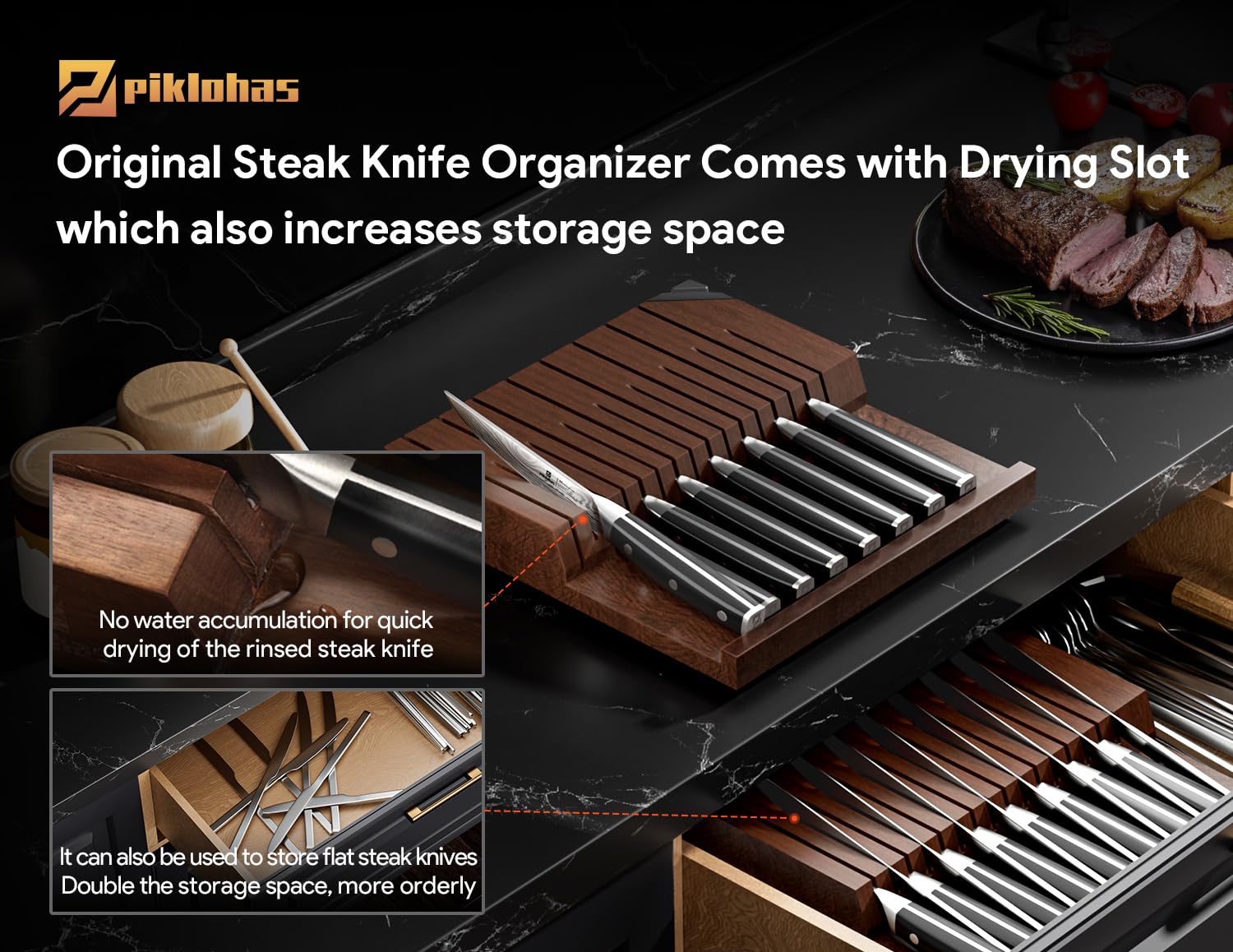 Piklohas steak knives on table design enhances dining room aesthetics