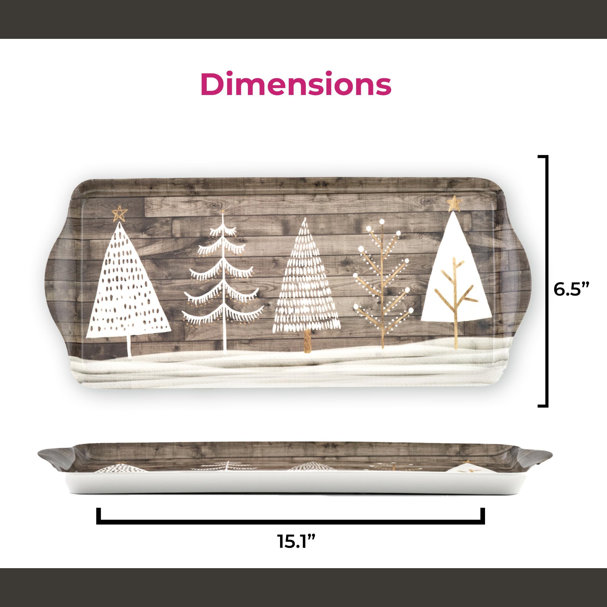 Pimpernel decorative winter decor tray for display and staging.