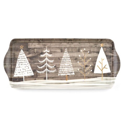 Pimpernel wood-finish tray for festive serving and rustic tablescapes.