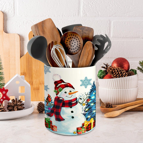 pinata ceramic utensil holder with tree accent brightens rustic kitchens