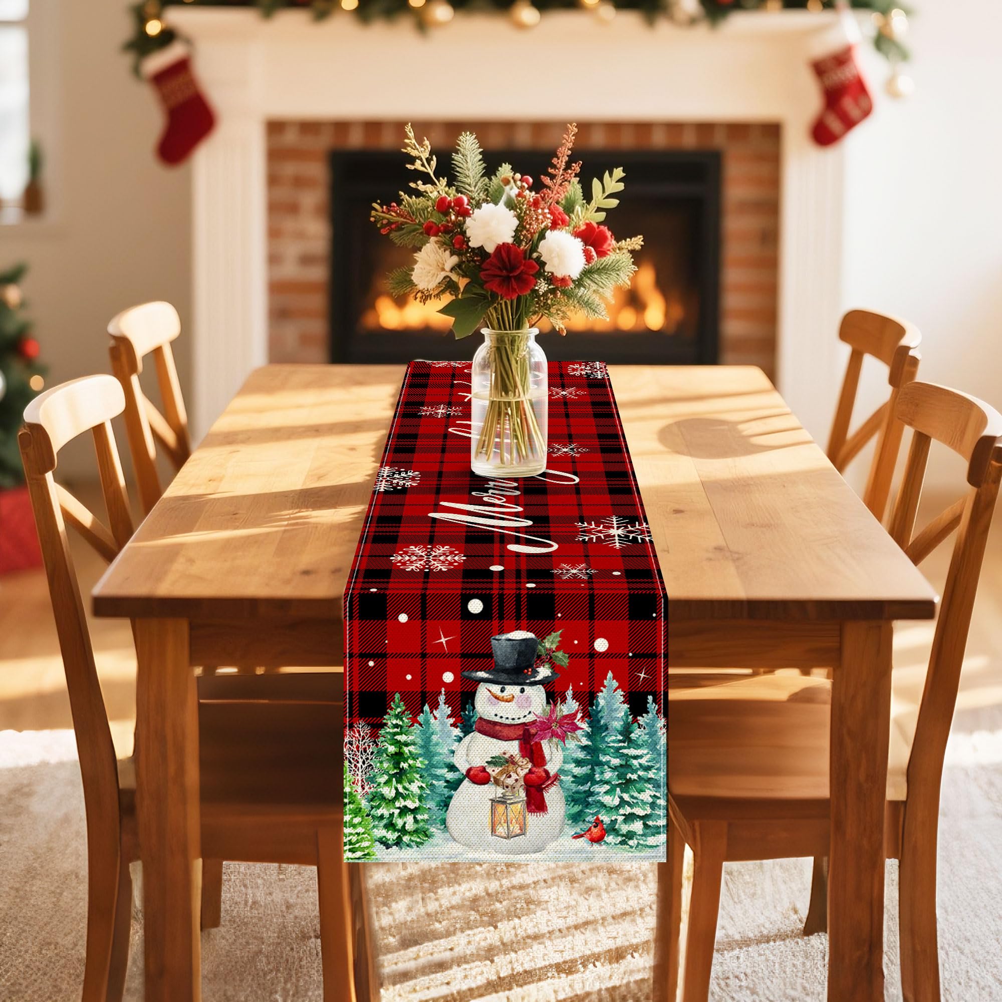 Pinata table runner styled with other holiday pieces for a cozy ambience.