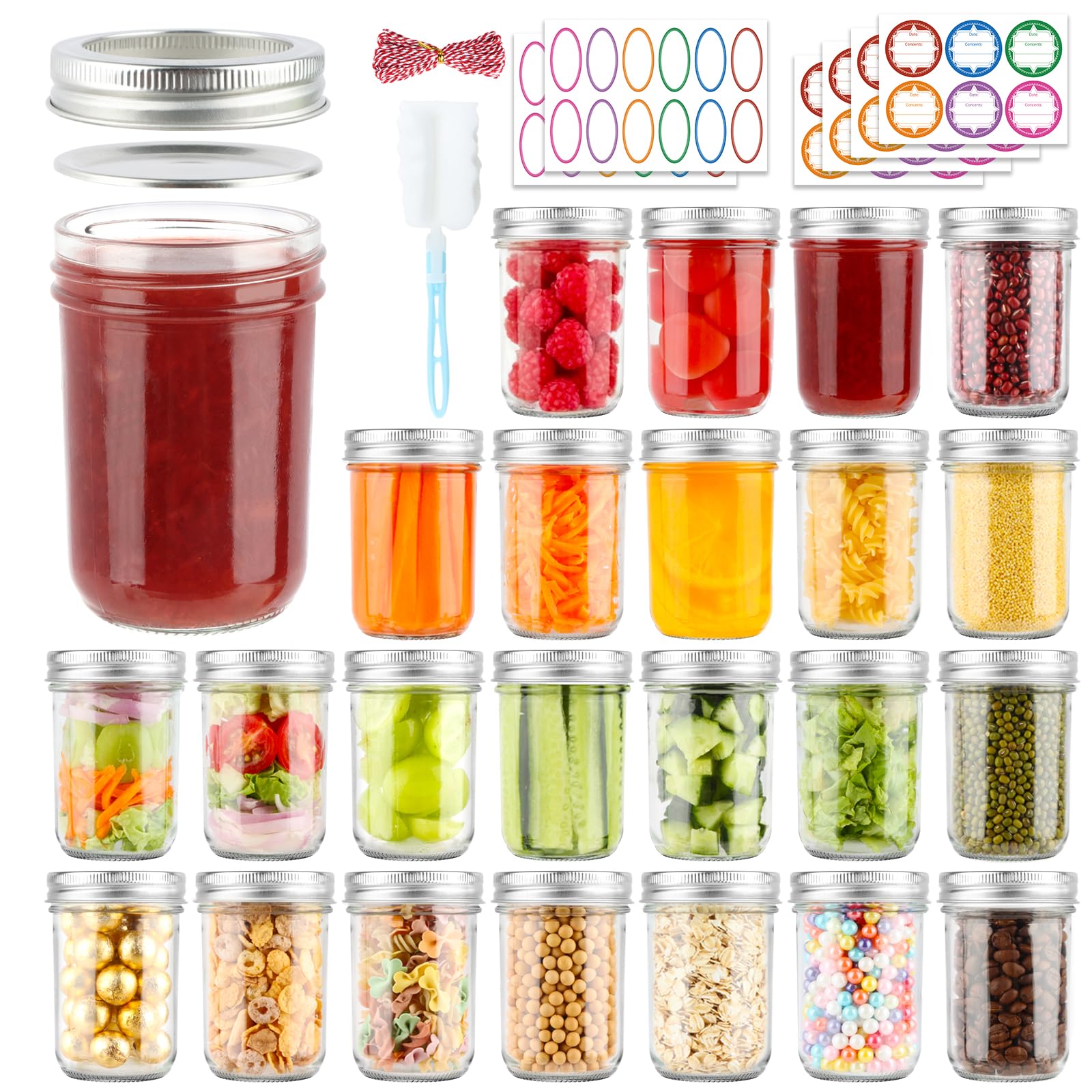 PINIWON 8oz mason jar with lids for organized pantry storage.