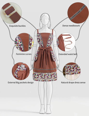 Pinknoke apron chest protection design in brown for mess-free meals.