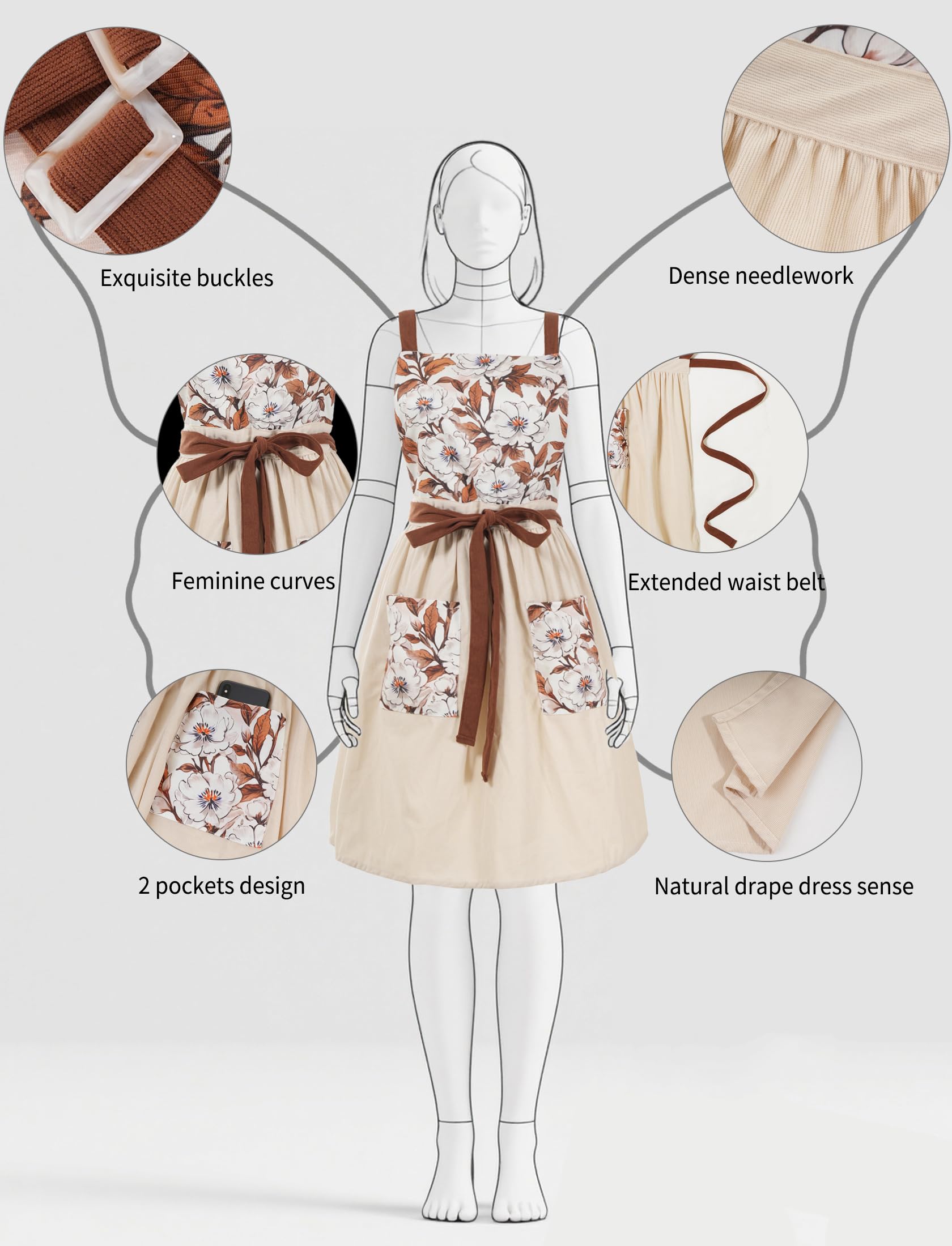 Pinknoke apron double-layer lining protects clothing from stains