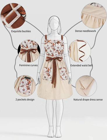 Pinknoke apron double-layer lining protects clothing from stains