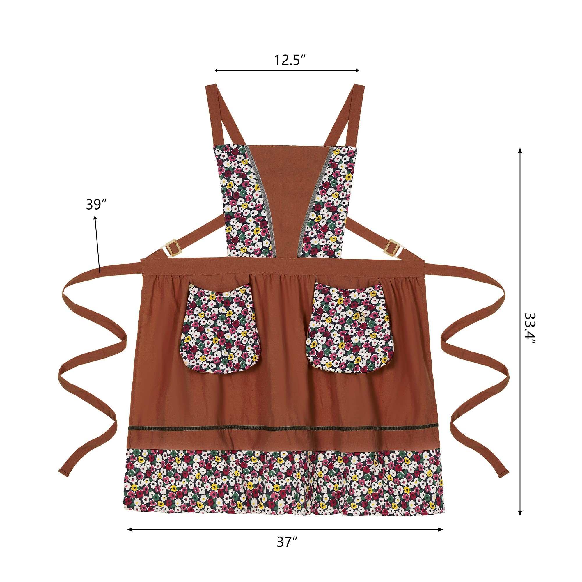 Pinknoke multi-use brown apron suited for cooking, gardening, and painting.