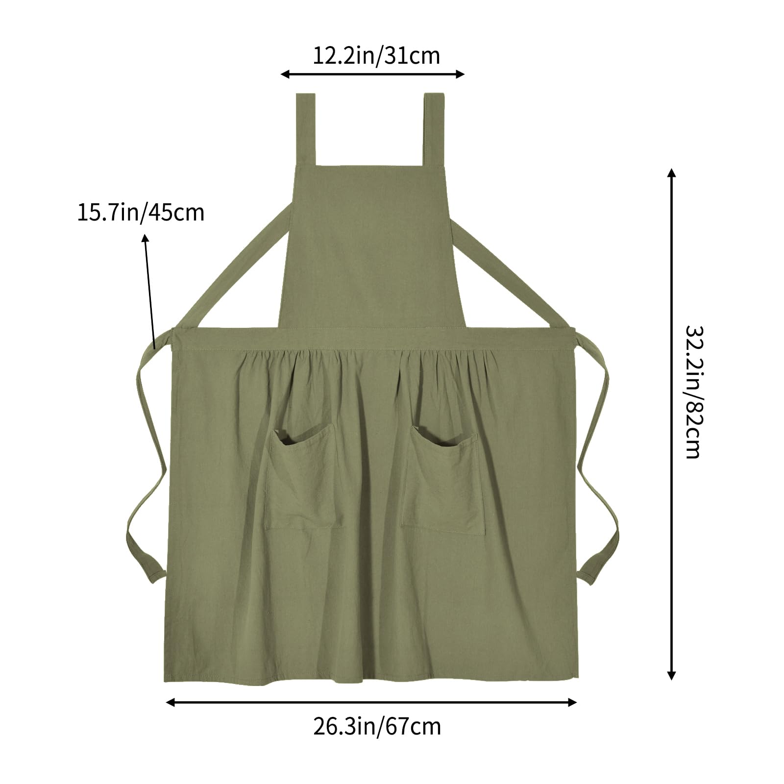 Pinknoke olive green skirt area of apron offering full coverage