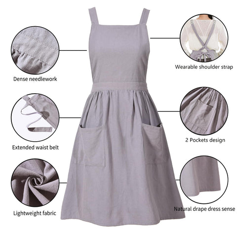 Pinknoke gray apron includes a 16-inch waist belt for adjustable fit.