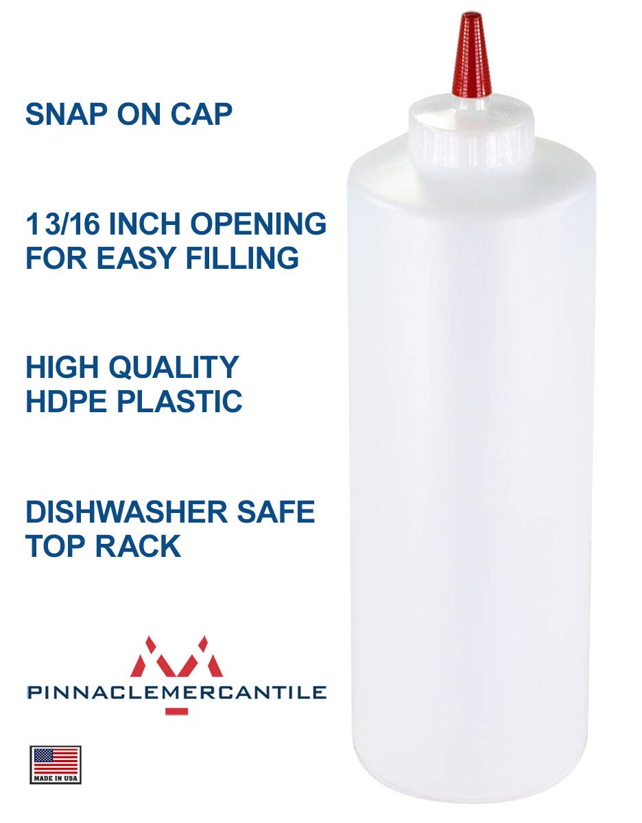 Close-up of red-cap bottle showing leak-proof design for sauces and dressings.