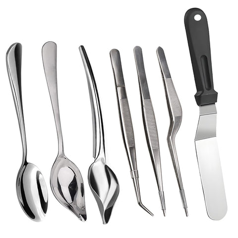 Pinovk 7-piece stainless steel culinary tools set showcases professional-grade durability and versatility.