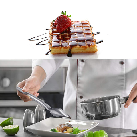 Pinovk plating-deco-spoon-7-5-inch helps garnish with controlled portioning.
