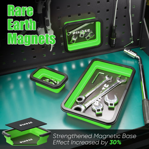 PINOZE collapsible magnetic parts tray medium keeps bolts organized for fast access.
