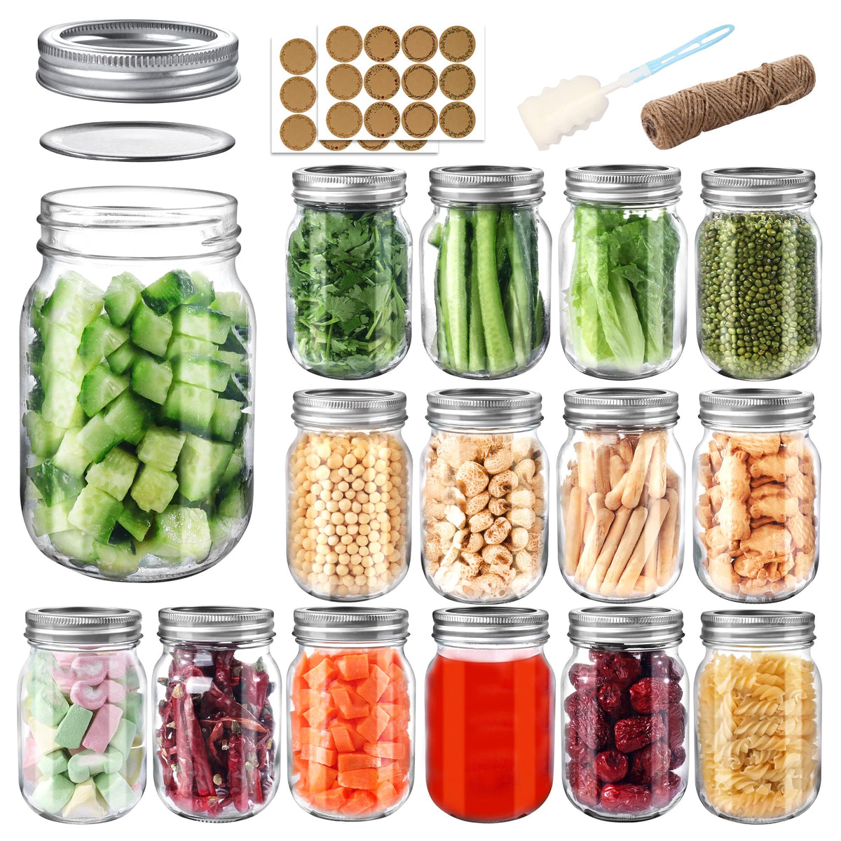 PINIWON 16 oz mason jar with airtight lid ideal for storage