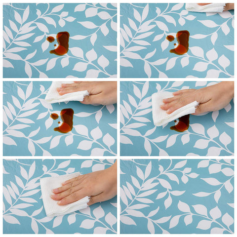 Pioggia tablecloth on a dining setup showcases a neat, clean look.