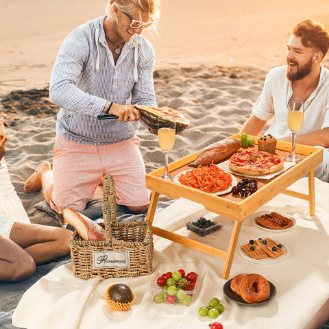 Pipishell bed tray folded for compact storage and portability.