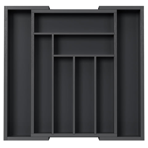 Pipishell bamboo expandable drawer organizer front view for a tidy utensil setup