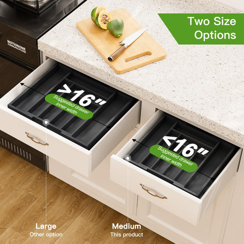 Pipishell bamboo expandable drawer organizer side view highlighting slim profile
