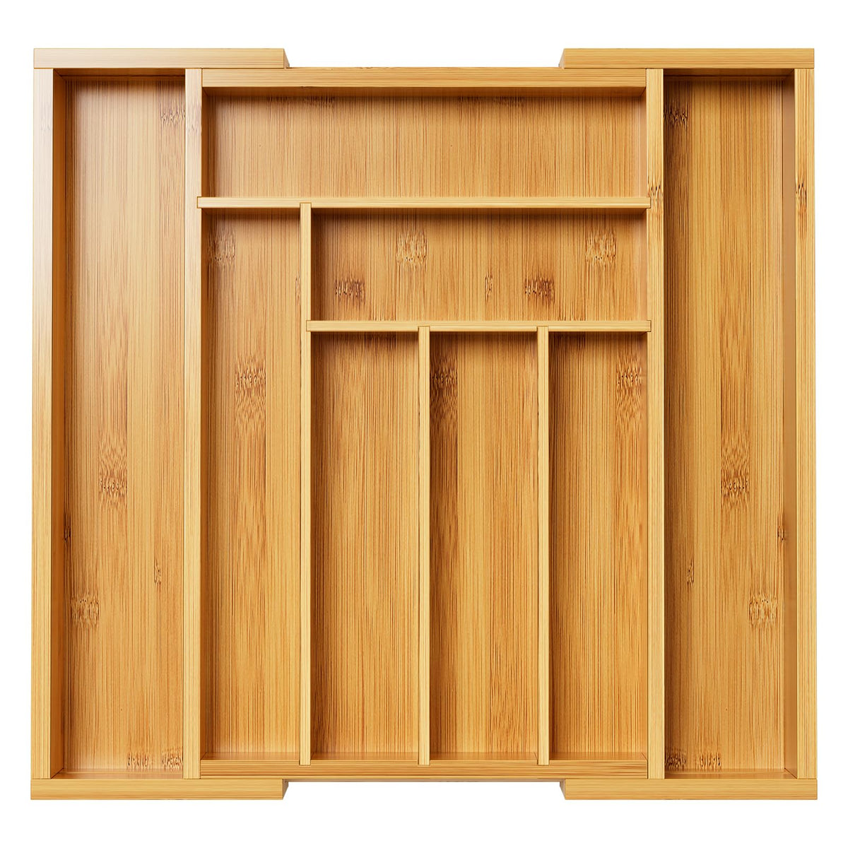 Pipishell bamboo expandable drawer organizer in wide view for space-saving storage