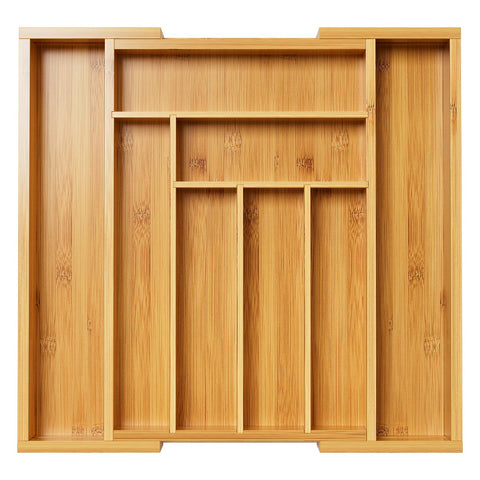 Pipishell bamboo expandable drawer organizer in wide view for space-saving storage