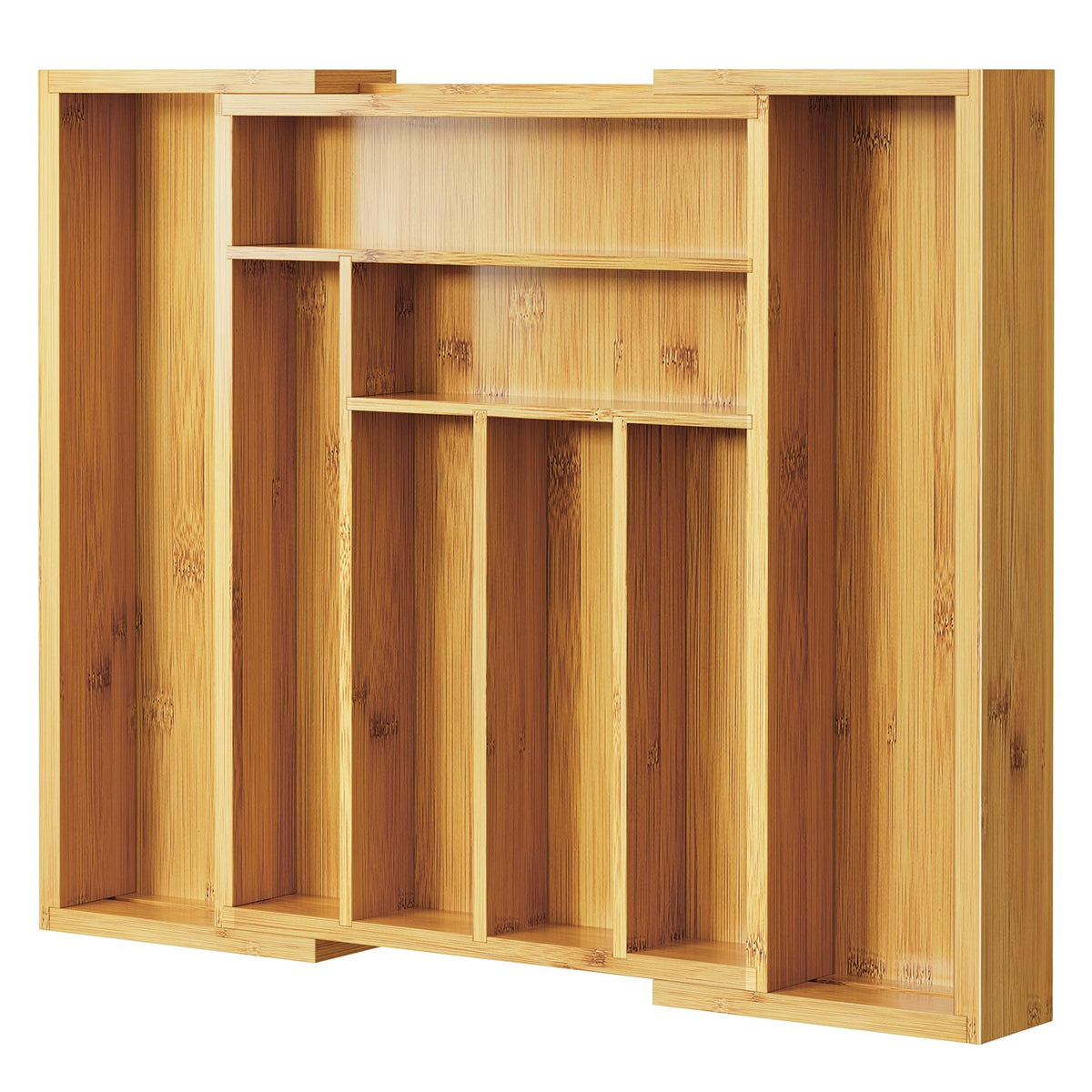 Pipishell bamboo silverware organizer extendable for a customizable, space-saving drawer fit.