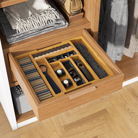 Pipishell kitchen drawer organizer keeps utensils neatly arranged for quick access.