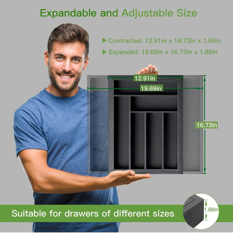 Pipishell expandable tray showing adjustable width for varied items
