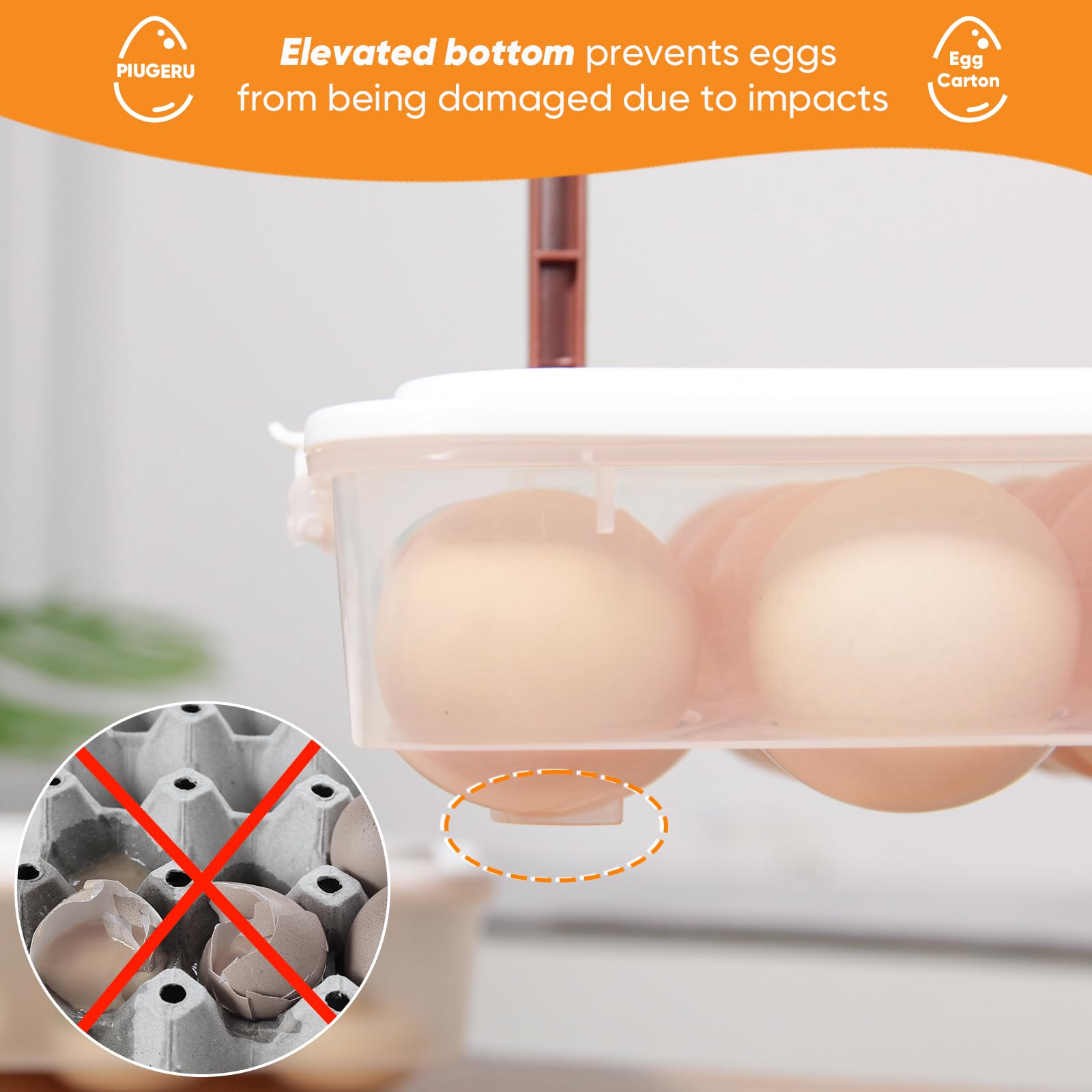 PIUGERU clear egg platter shows 48-egg capacity for quick meal prep