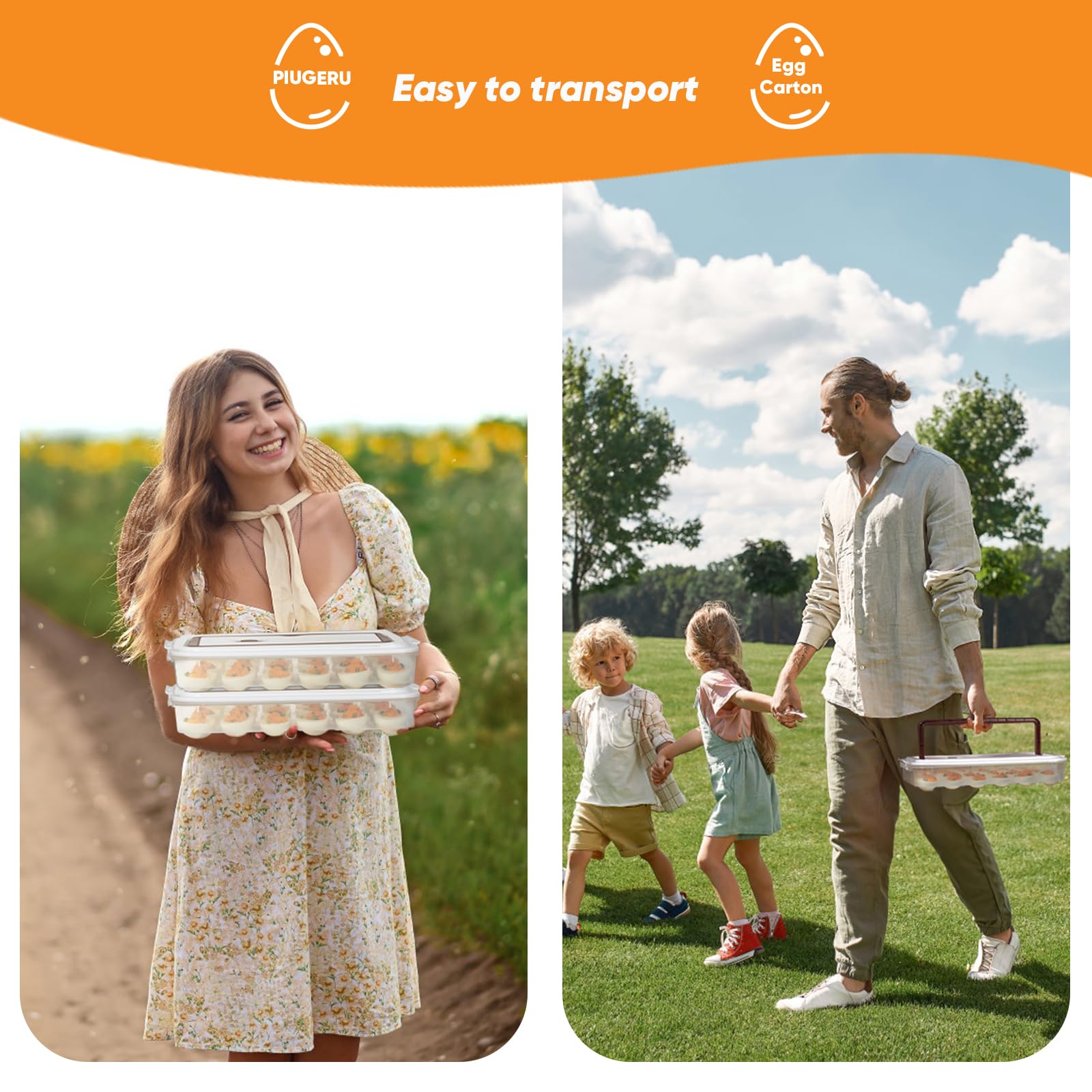 PIUGERU fridge-friendly tray keeps deviled eggs neat and ready for serving