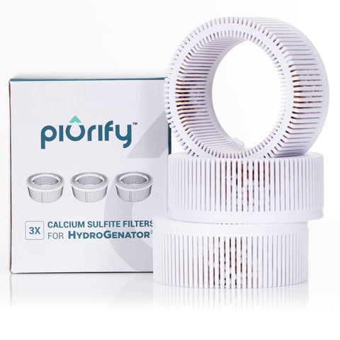 PIURIFY 3-pack calcium-sulfite filters ready for chlorine removal