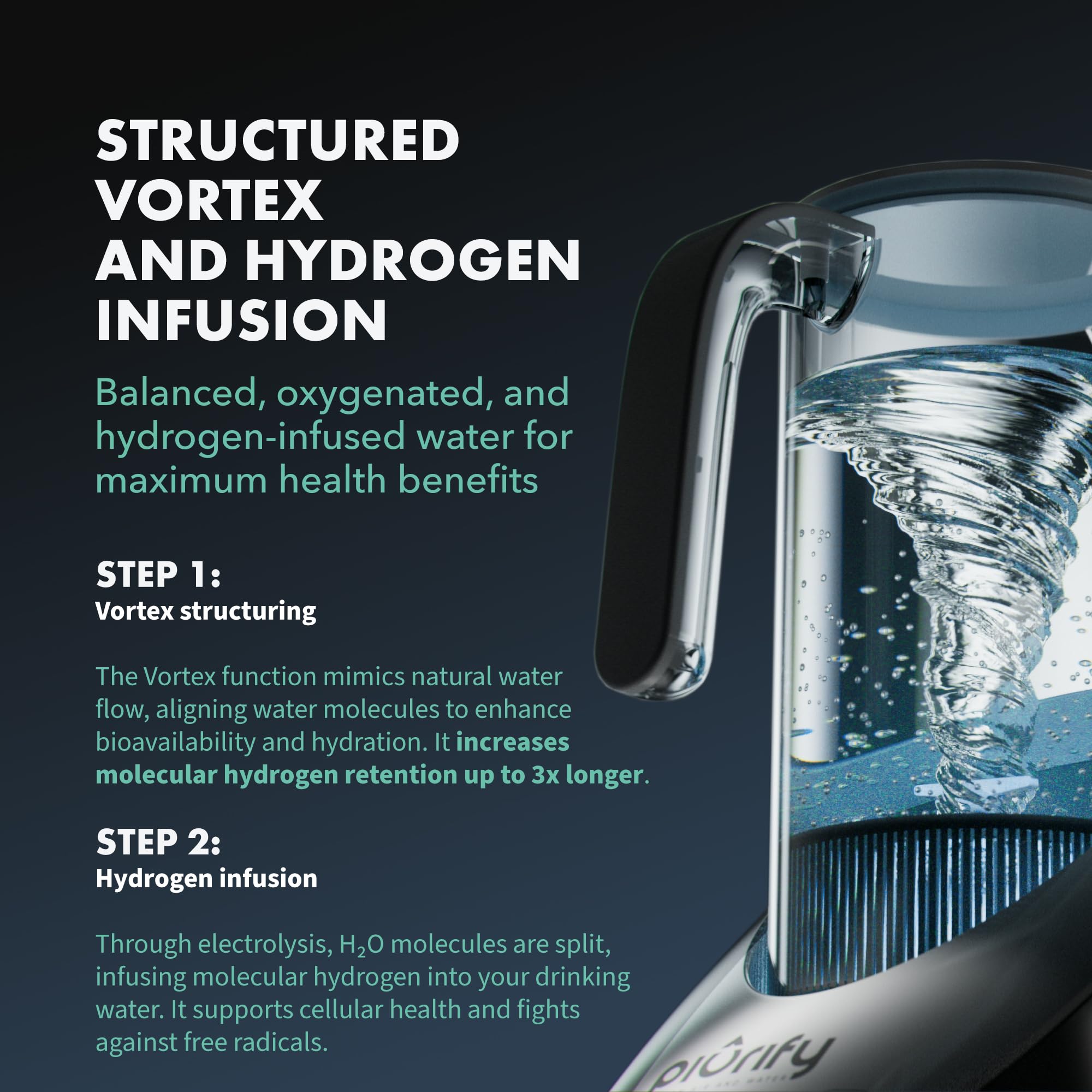 PIURIFY chlorine-removal water pour demonstrates cleaner hydration for daily use