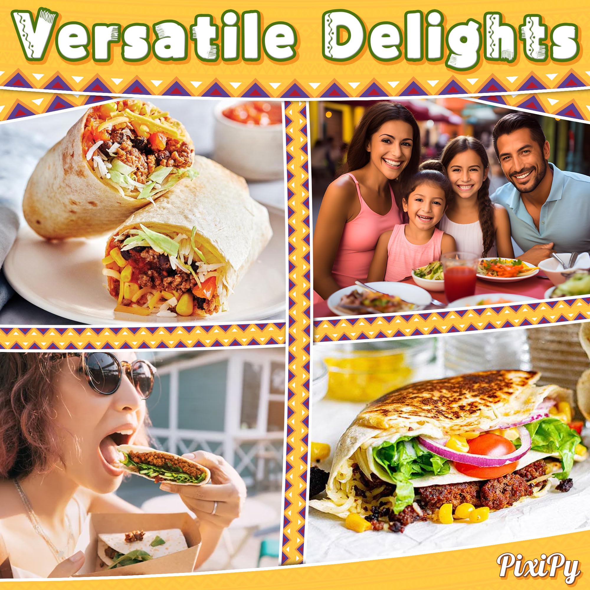 PixiPy heat retention keeps up to 15 tortillas warm for extended meals.