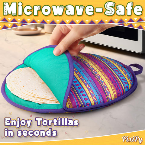 PixiPy microwave-safe tortilla steamer heats tortillas in seconds for convenience.
