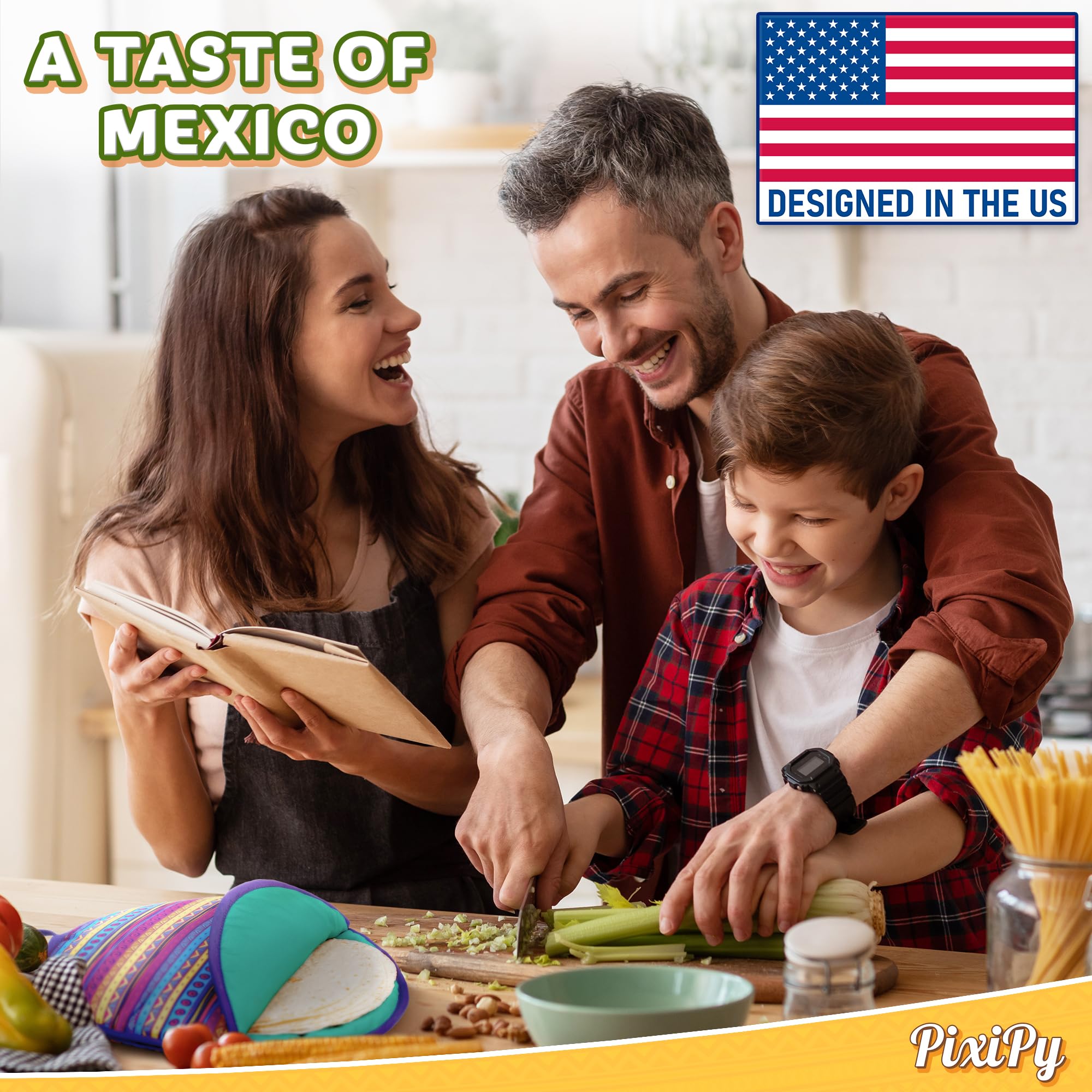 PixiPy tortilla warmer ideal for wraps, pita, and naan.