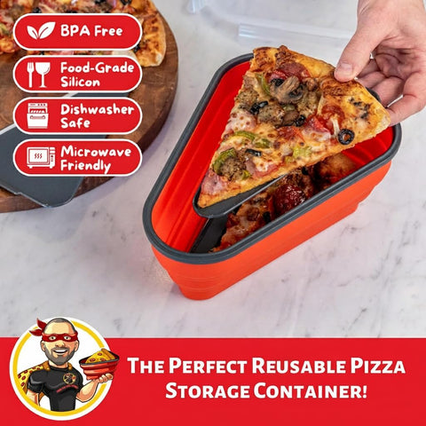 Pizza Pack snap-on airtight lid preserves freshness for next-day slices.
