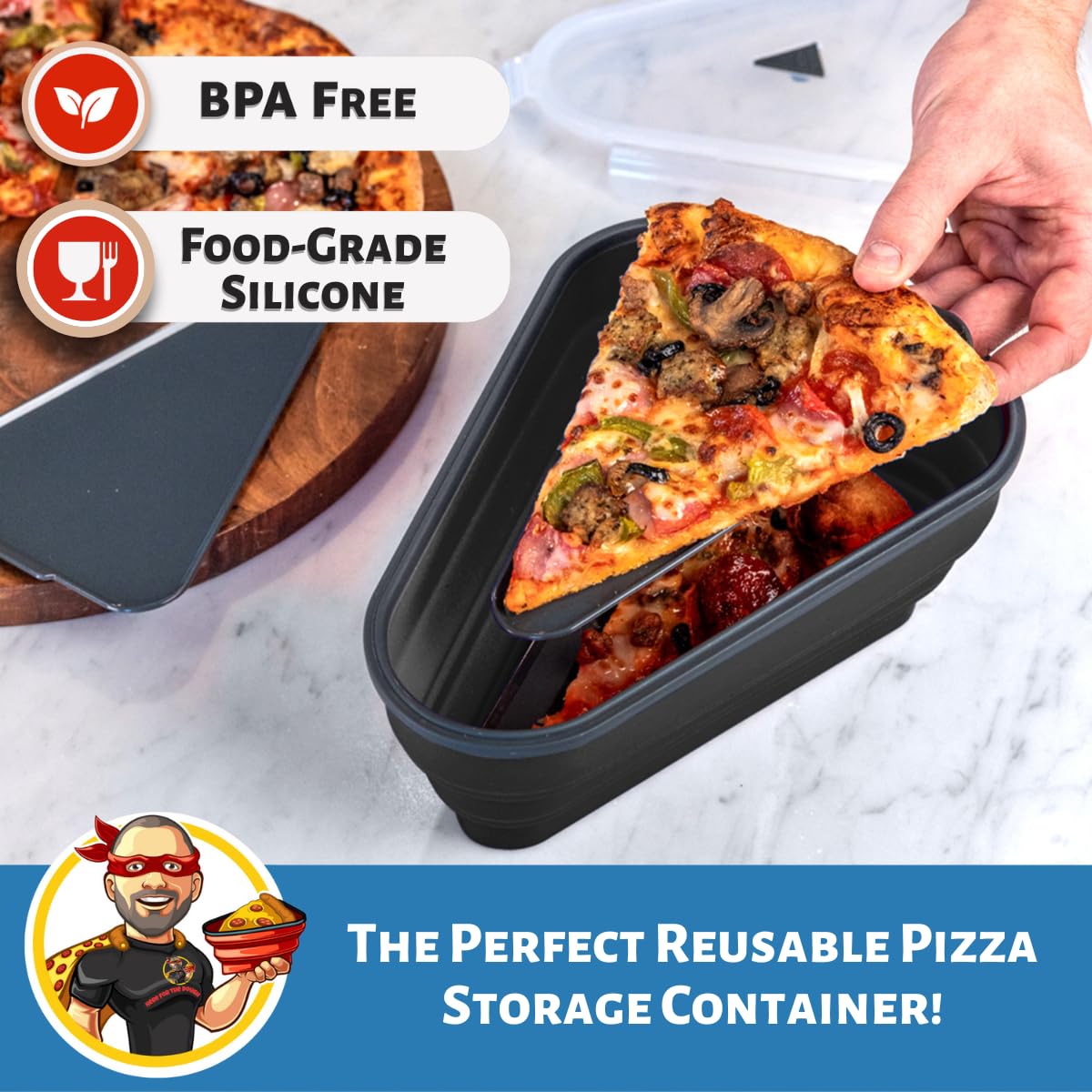 Pizza Pack with snap-on lids sealing freshness for next-day pizza