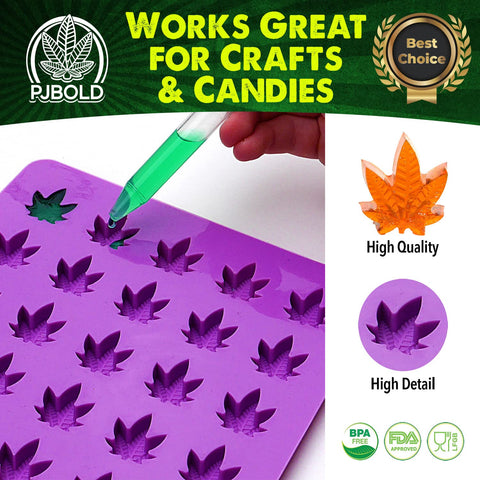 PJ Bold silicone leaf candy mold set in 3 packs for versatile treats.