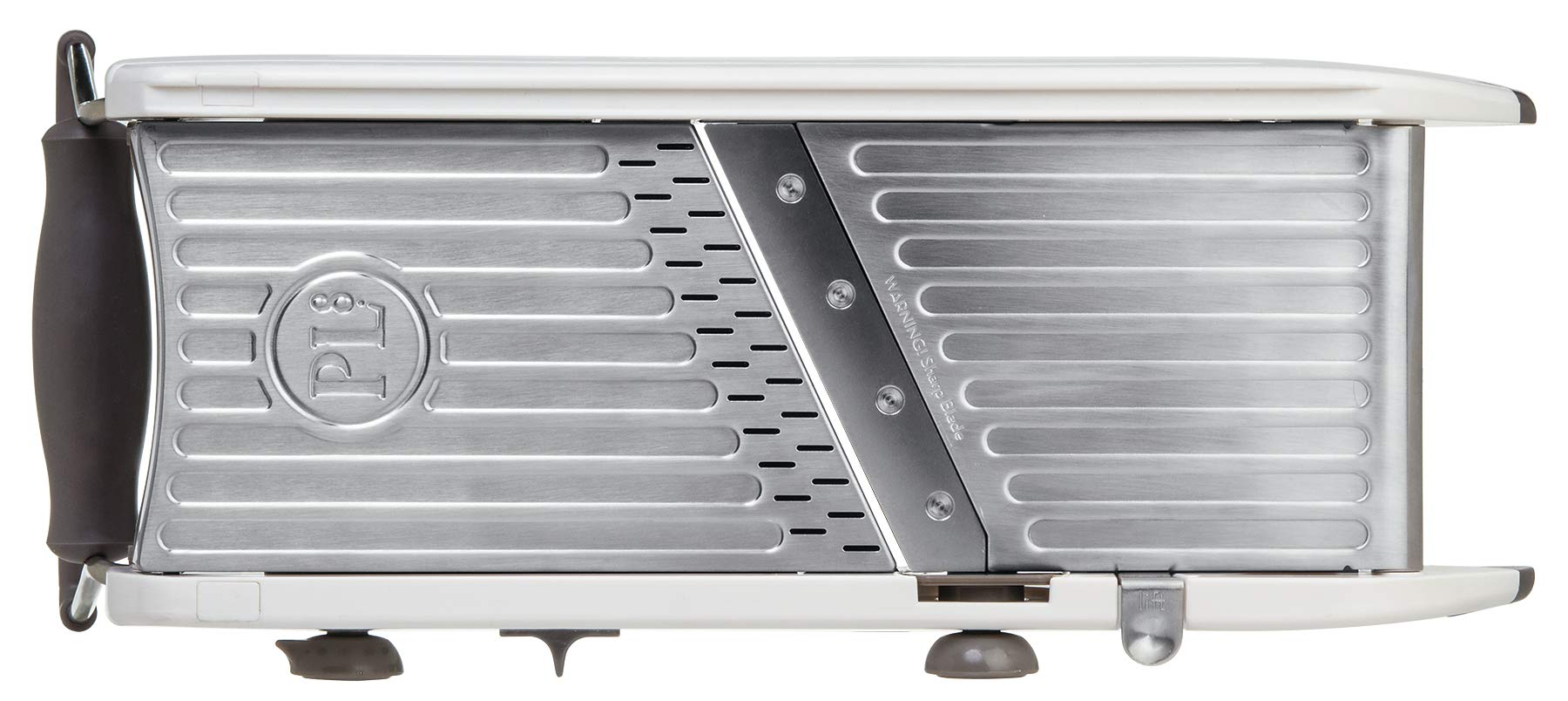 PL8 safety hand guard protects fingers while slicing smooth produce.