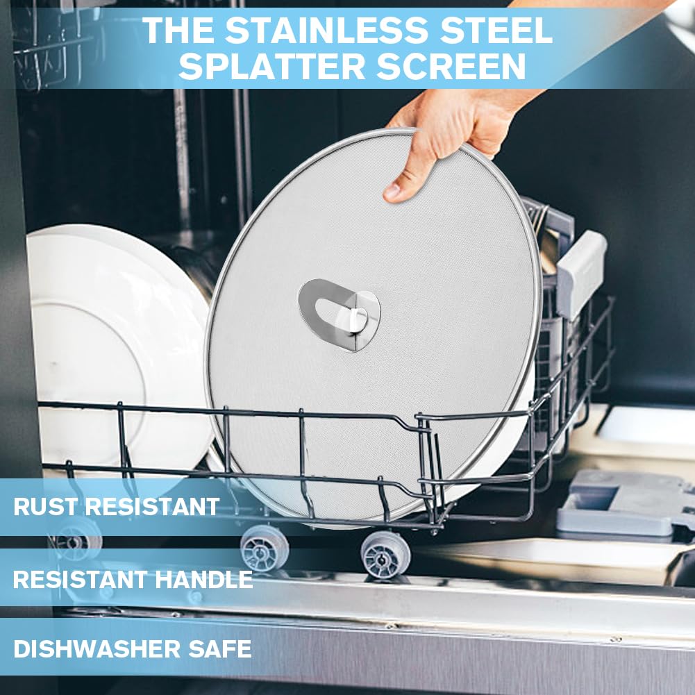 PLACHIDAY dishwasher-safe splatter screen for quick, easy cleanup.