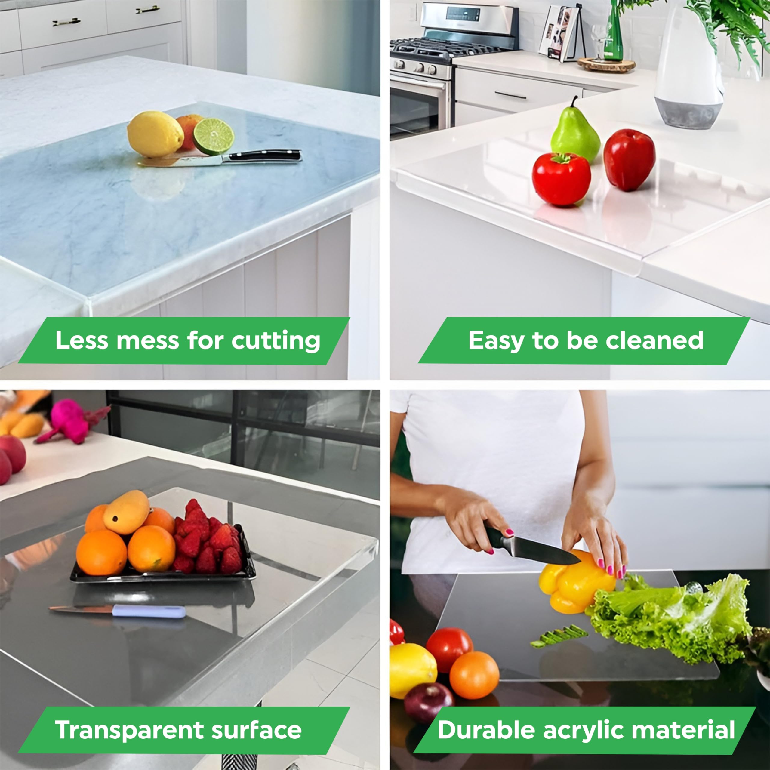 PlainPick acrylic cutting board with lip edge detail shows practical, clean design.