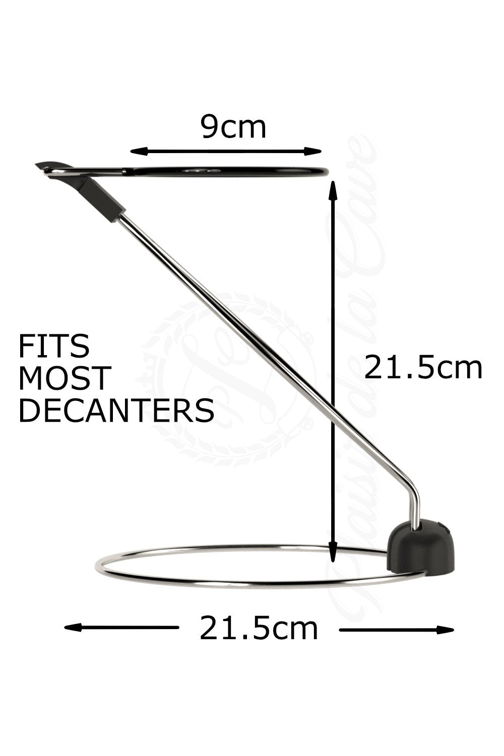 Plaisir de la Cave heavy-duty steel base provides stability for tall decanters