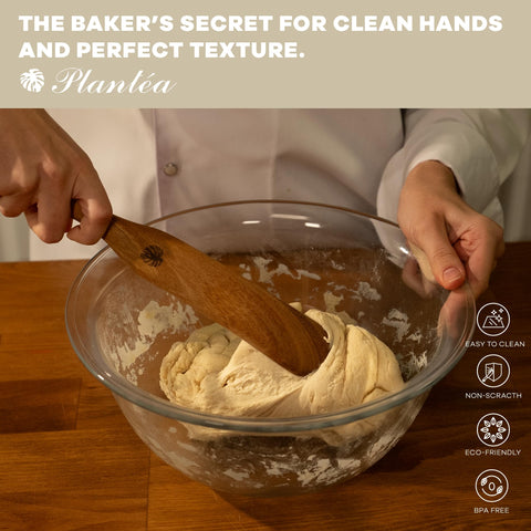 PLANTÉA sourdough starter spurtle helps maintain and stir thick dough.