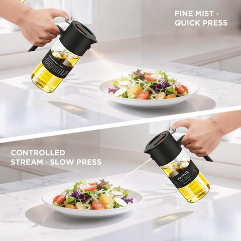 PLAPITATE glass oil sprayer with clear measurement markings for easy portioning.