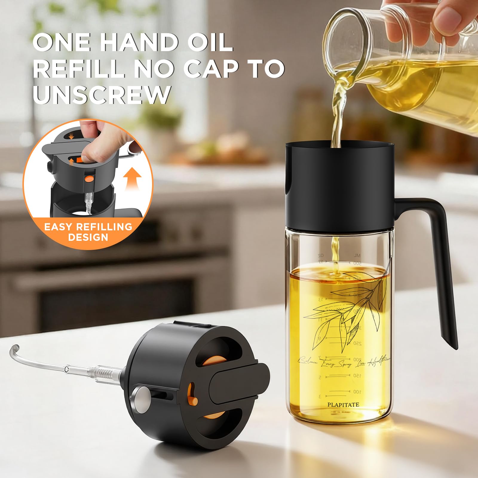 PLAPITATE nozzle with stainless steel filter prevents clogs during cooking.