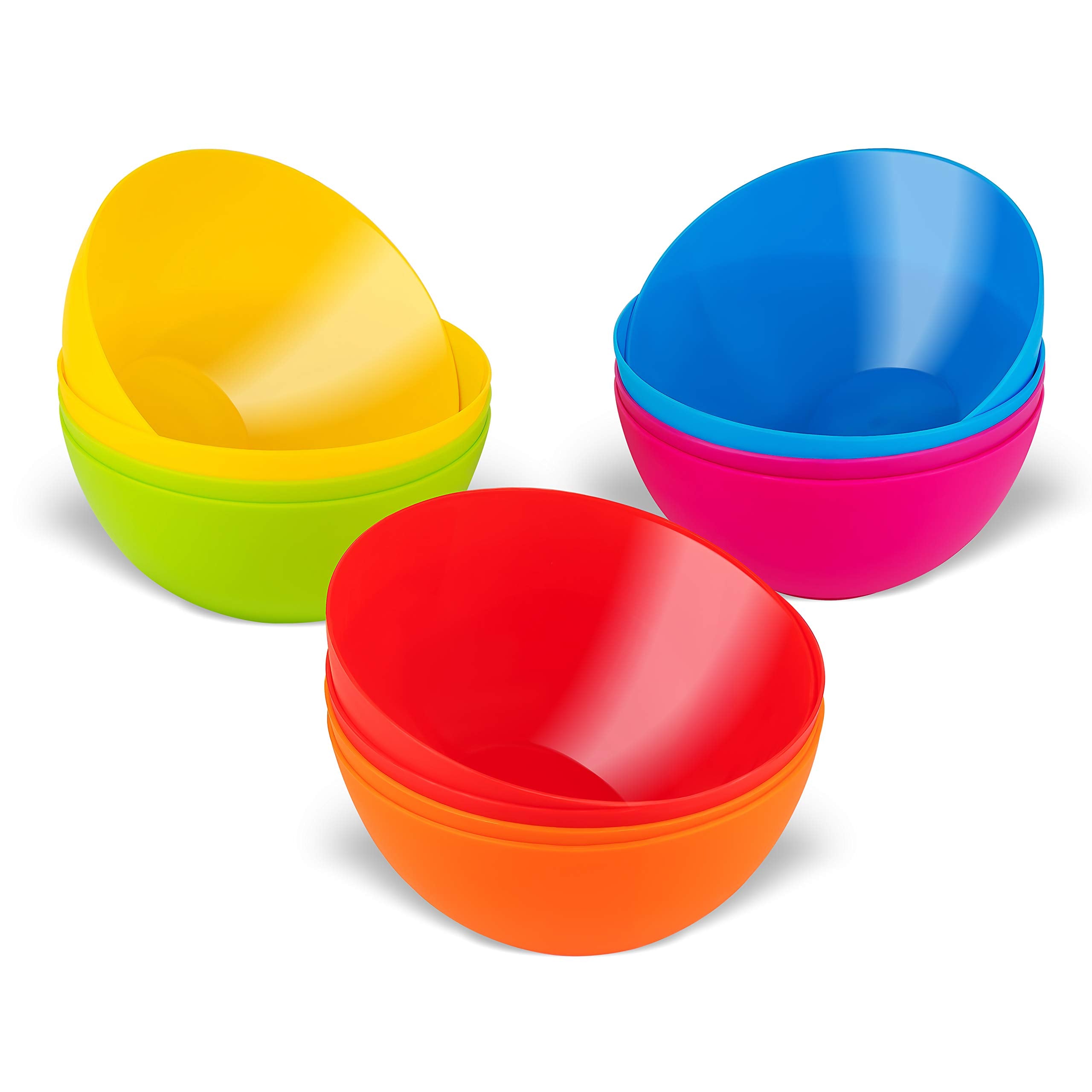 PLASKIDY stackable 24 oz bowls save cabinet space.