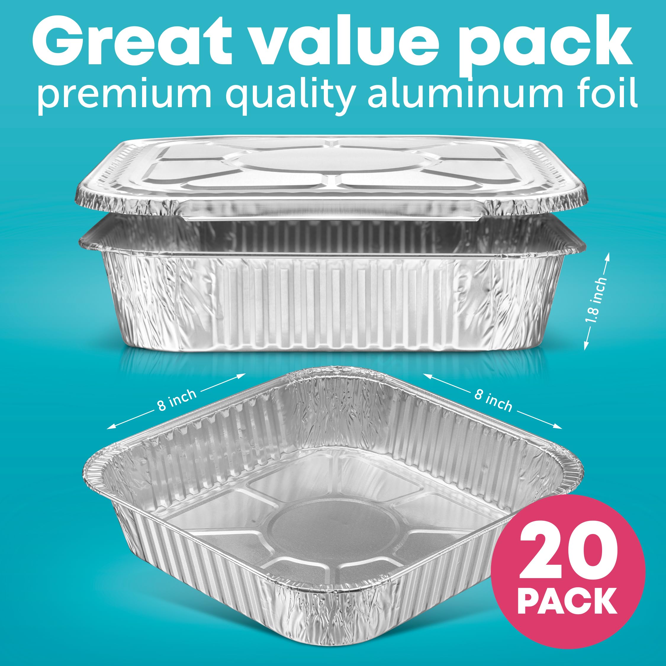 Plastible foil pans for cooking versatile meals with easy disposal.