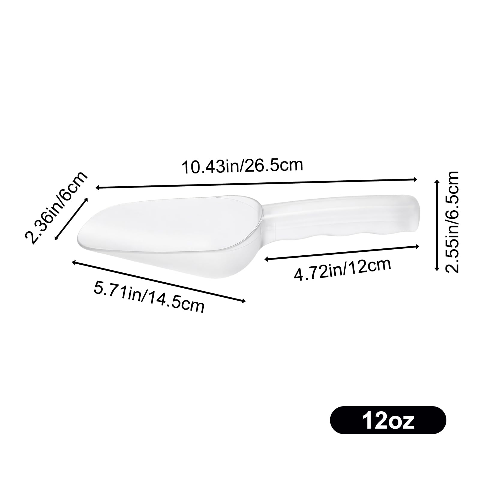 Clear plastic ice scoop with ergonomic grip for secure use